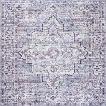 Didim Boho Gray Medallion Washable Area Rug